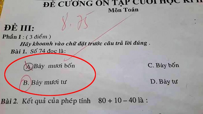 Đề bài khiến giáo viên và phụ huynh chia thành 
