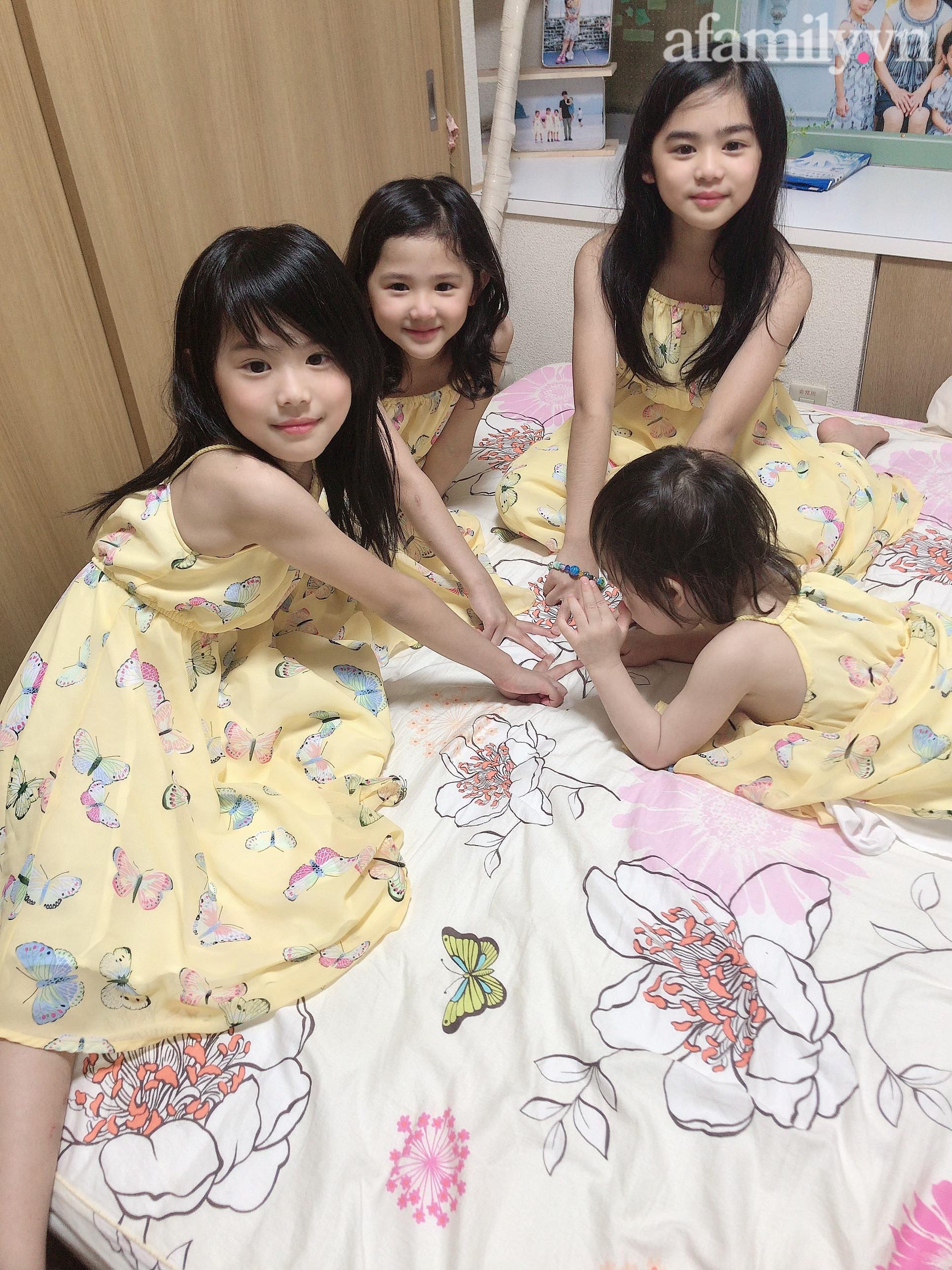 Mẹ Việt 10 năm sinh 4 con gái, nhìn gương mặt của các bé nhiều người tấm tắc: