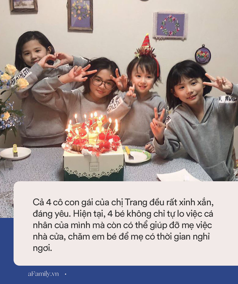 Mẹ Việt 10 năm sinh 4 con gái, nhìn gương mặt của các bé nhiều người tấm tắc: