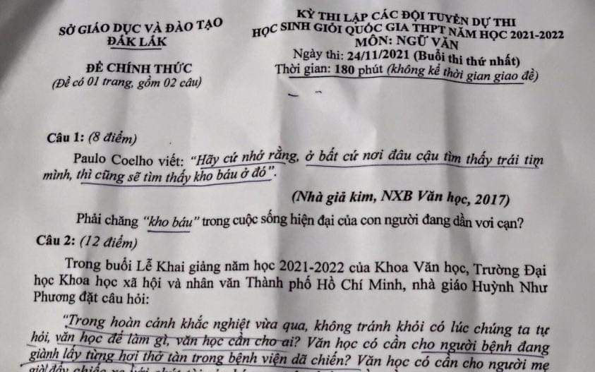 Đề thi Văn chọn học sinh giỏi của Đắk Lắk thu hút cả ngàn bình luận: Hay quá!