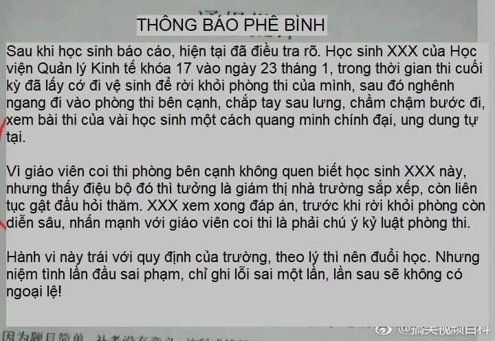 Nam sinh quay cóp trong giờ thi: Chiêu thức cao siêu đến nỗi Ban giám hiệu phải đăng thông báo, dọa đuổi học nếu tái phạm - Ảnh 1.