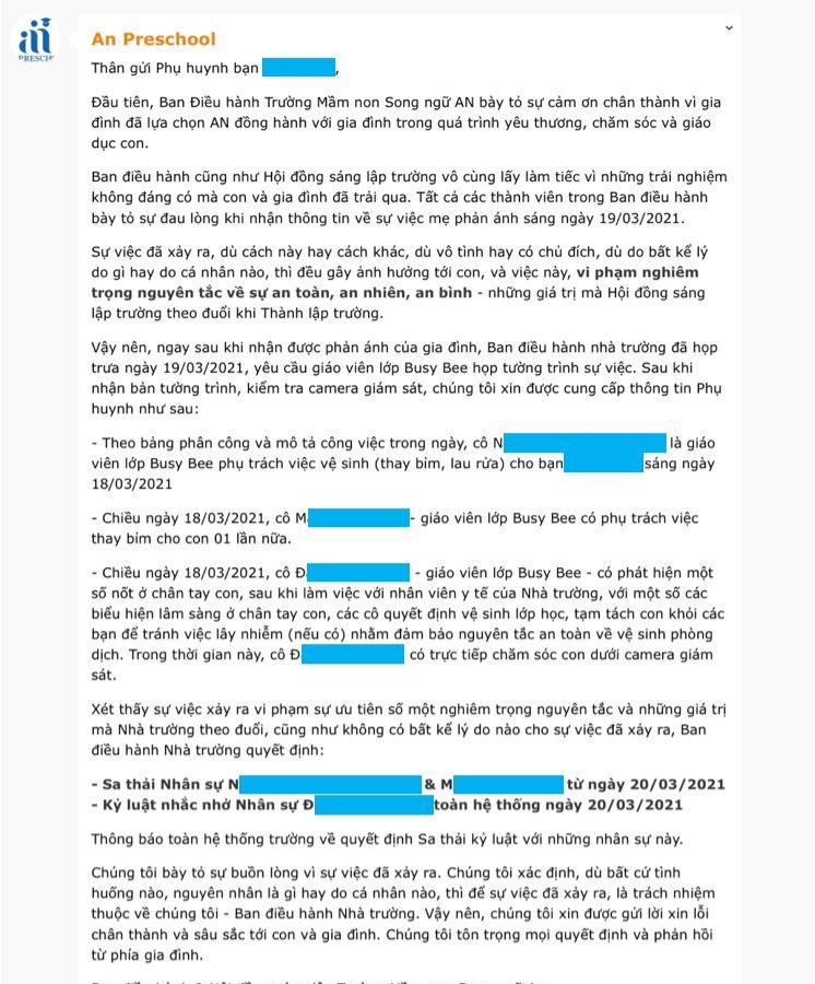 Phụ huynh ở Hà Nội phản ánh con 16 tháng đi học bị cấu và xịt nước nóng, phía nhà trường lên tiếng xin lỗi nhưng cho rằng không có câu trả lời chính xác? - Ảnh 4.