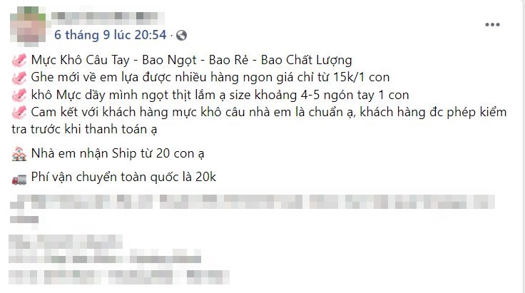 Mực khô bán giá 'rẻ giật mình' trên chợ mạng, chỉ 200.000 đồng/kg loại mực to bằng cả bàn tay