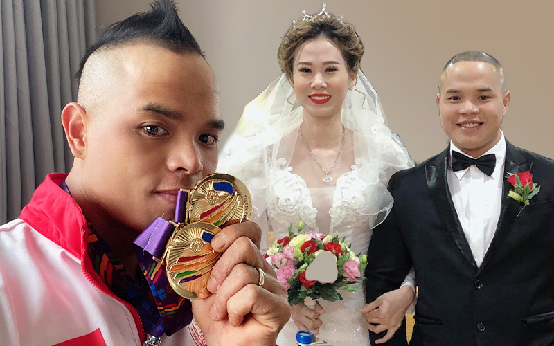 The husband won 2 SEA Games gold medals, his wife stood next to him and cried: When the family first met, everyone was worried because he was 