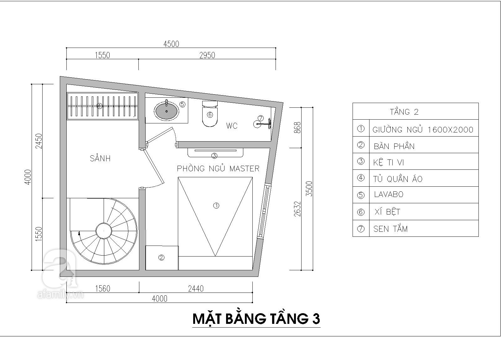 Tư vấn thiết kế nhà 3,5 tầng trên mảnh đất bị xéo với chi phí hơn 4 trăm triệu - Ảnh 3.