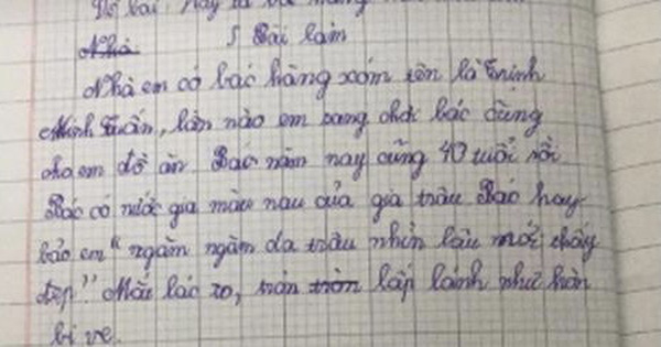 Cười xỉu với bài văn tả bác hàng xóm của cậu bé cấp 1