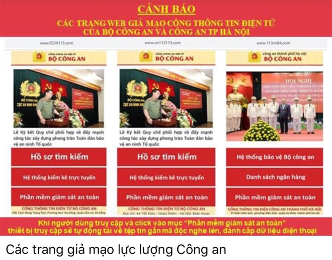 Phát hiện 8 trang web giả mạo lực lượng công an