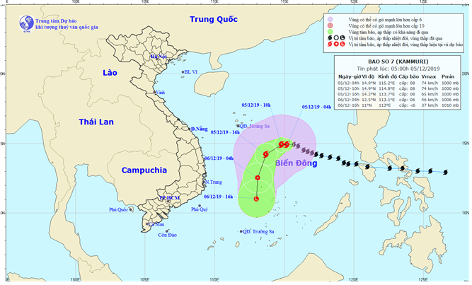 Nghe VietNamNet: Bão số 7 giật cấp 11, cách Trường Sa khoảng 410km