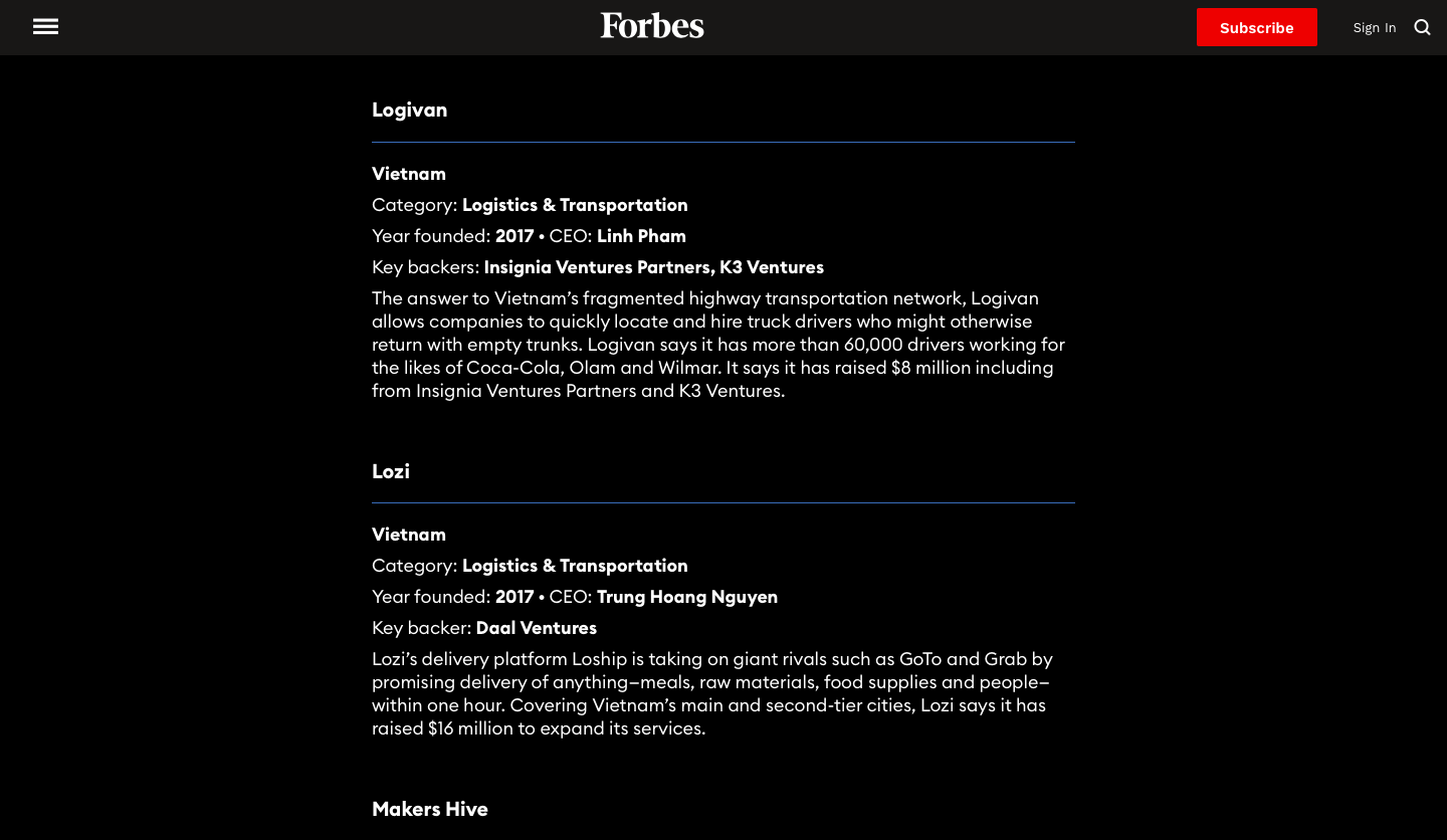 Hoozing, Logivan, Lozi và Med247 lọt vào danh sách 100 startup và công ty nhỏ đang lên ở khu vực châu Á – Thái Bình Dương của Forbes - Ảnh 2.