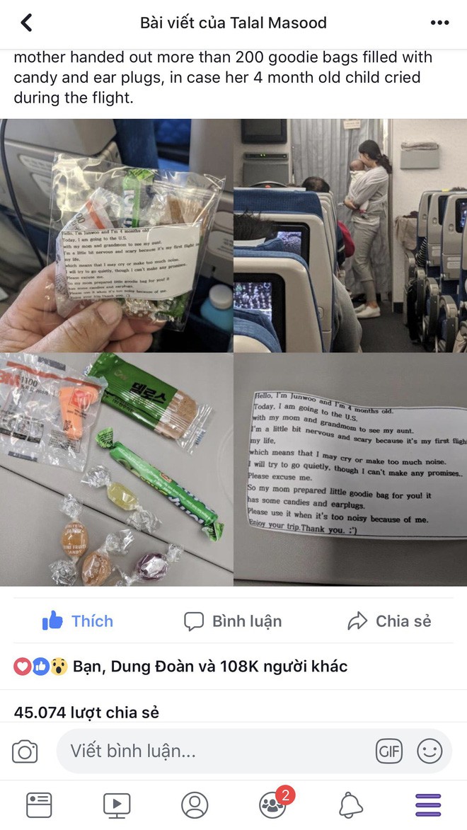 Chuyến bay 10 tiếng và mẩu giấy nhắn của bà mẹ người Hàn Quốc gây bão mạng xã hội thế giới - Ảnh 1.