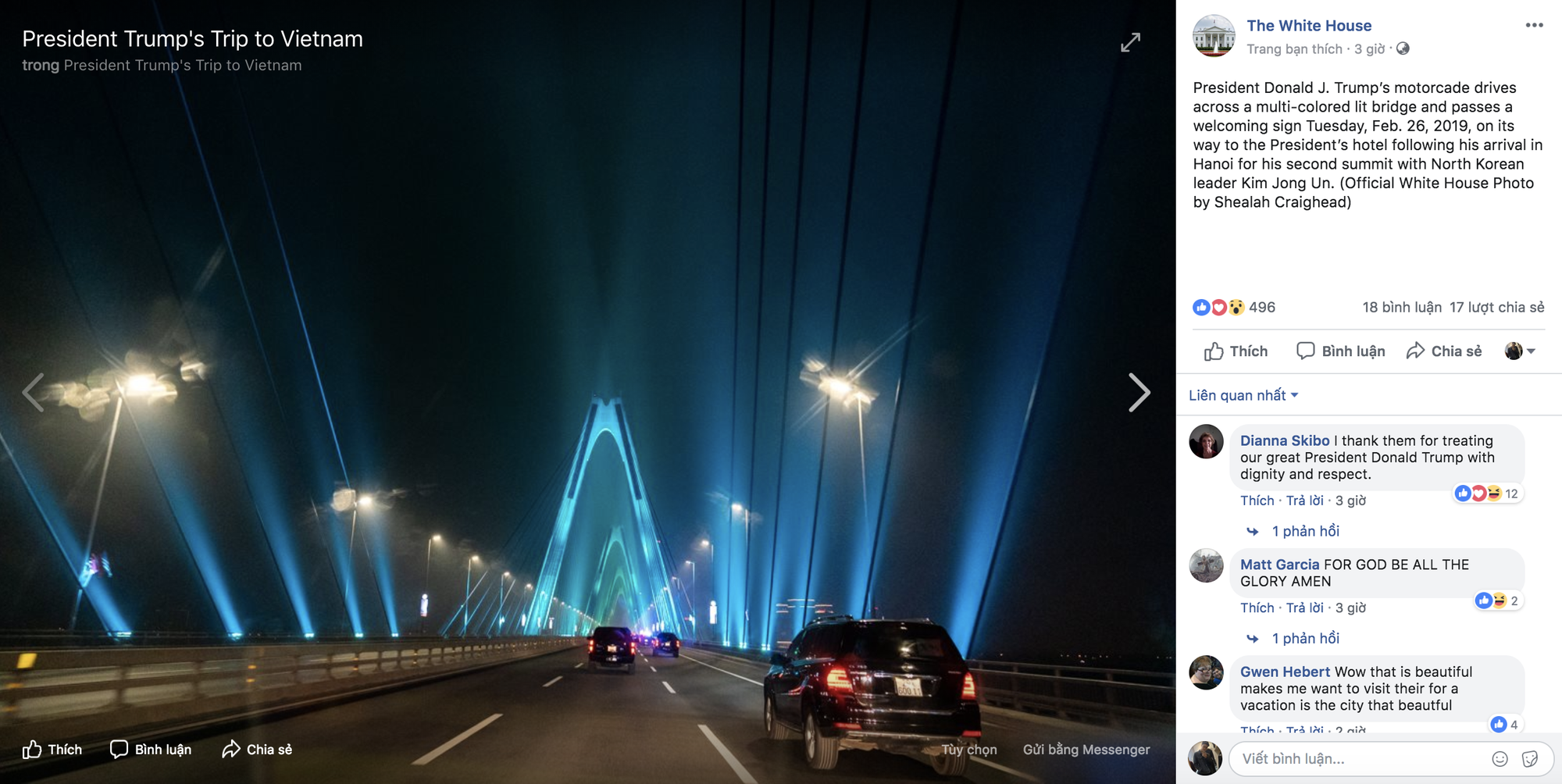 Cầu Nhật Tân xuất hiện trên fanpage của Nhà Trắng sau khi Tổng thống Trump tới Việt Nam - Ảnh 5.