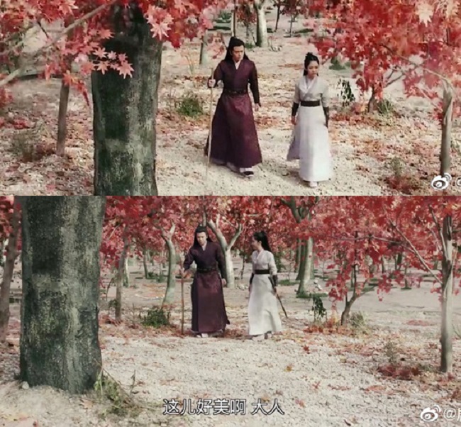 Rừng phong trong phim được làm từ kỹ xảo nhưng diễn viên cứ phải