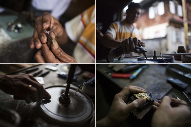 Sau khi khai thác, đá quý thô được đưa đến các cơ sở chế tác để cắt hoặc các cửa hàng bán đá quý để bán. Một số viên hồng ngọc được đưa đến cơ sở chế tác thủ công mà không phải dùng máy chạy điện để cắt mà dùng máy đạp bằng chân trước khi được chế tác thành đồ trang sức.