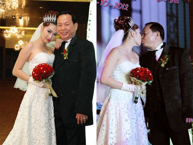 Á hậu Hoa hậu Hoàn vũ Việt Nam tại Mỹ Nguyễn Cao Thu Vân từng gây sốc với cuộc hôn nhân kéo dài 2 tuần vào năm 2012 với đại gia Đoàn Đình Sơn – anh trai Hoa hậu quý bà Kim Hồng.&nbsp;Cặp đôi lấy nhau chỉ sau 2 tuần quen biết và chia tay cũng chỉ sau 2 tuần chung sống.