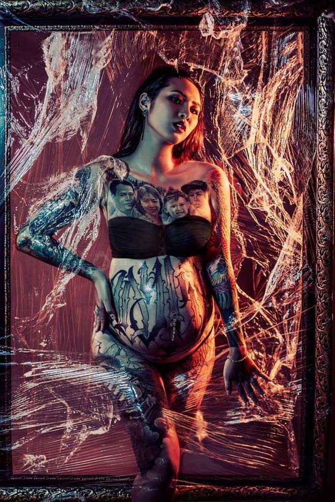 Cô gái Vĩnh Phúc xăm kín ngực bằng bức ảnh chân dung gia đình - 5