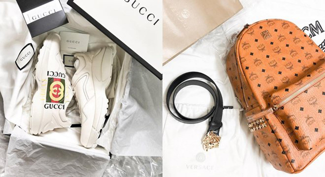 Từ giày hàng hiệu đến thắt lưng đều là hàng xịn có giá hàng chục triệu đồng trở lên.