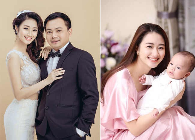 Kết hôn với doanh nhân Doãn Văn Phương năm 2017, người đẹp rời bỏ hẳn showbiz và nay có một em bé kháu khỉnh.