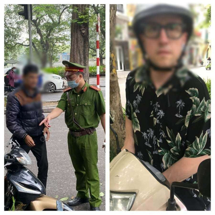 Ra phố Hà Nội không đeo khẩu trang, 4 khách Tây ngỡ ngàng bị phạt nặng 1