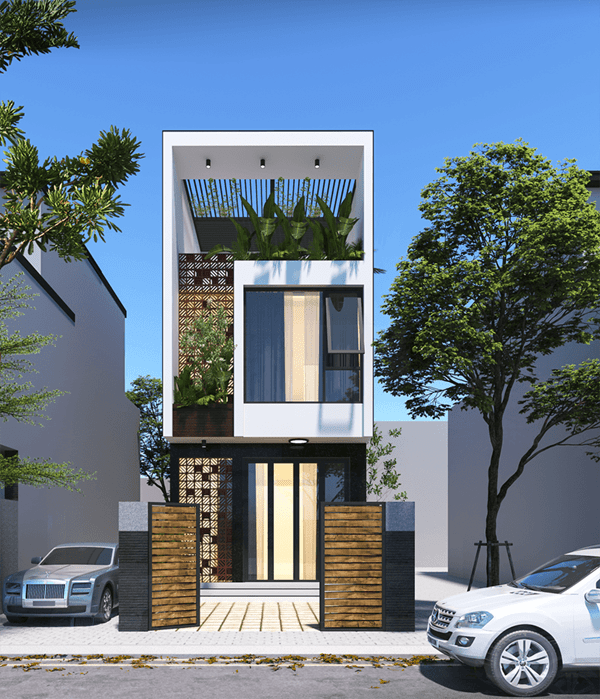 Mẫu thiết kế nhà phố hiện đại 5 tầng mặt tiền 4m tại Hà Nội | SH NOD 0209 |  Thiết Kế Nhà