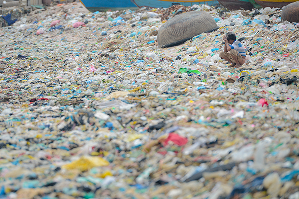 Surrounded by plastic waster in Binh Thuan.