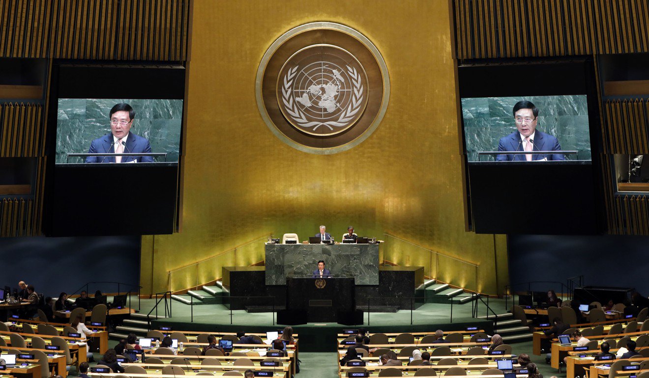 Vietnamese FM Pham Binh Minh at the UN General Assembly on September 28. Photo: AP