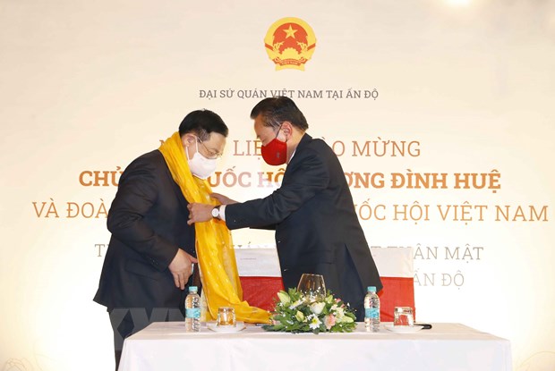 Chu tich Quoc hoi Vuong Dinh Hue gap cong dong nguoi Viet Nam o An Do hinh anh 2