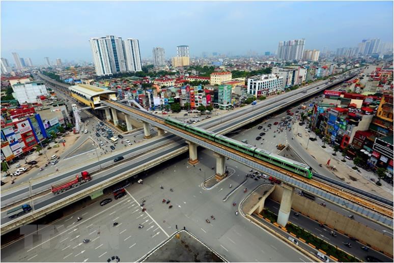 The 13 kilometre Cat Linh-Ha Dong urban railway has 12 stations (Photo: VNA)