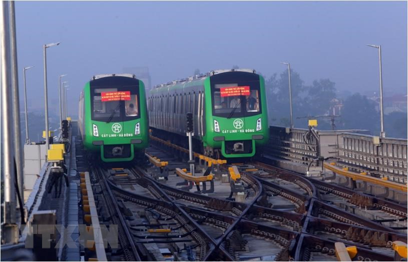 The railway is hoped to help reduce traffic congestions in the capital city (Photo: VNA)