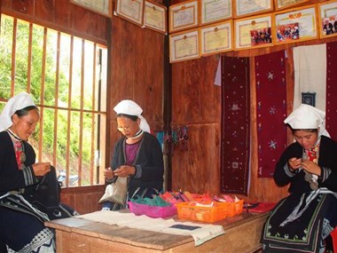 Ethnic women preserve brocade weaving