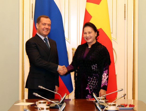 Vietnamese NA leader, Russian PM discuss multifaceted relations hinh anh 1