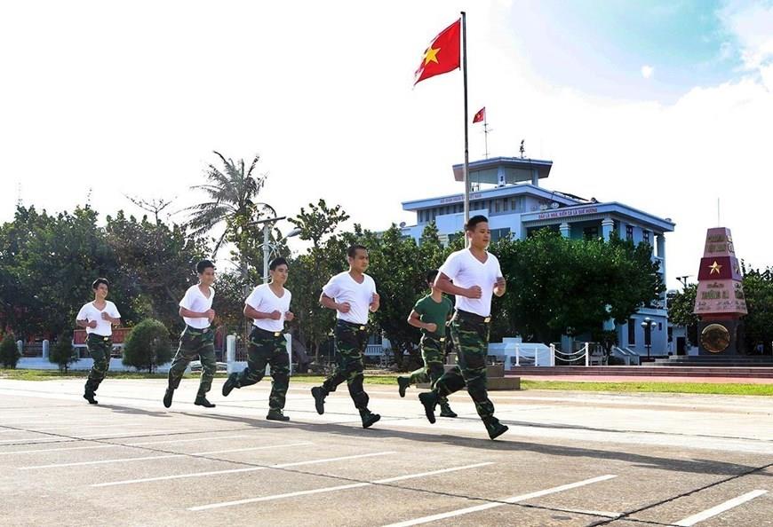 Garrisons on Truong Sa Lon island do exercise every day to ensure good health to meet tasks' requirements (Photo: VNA)