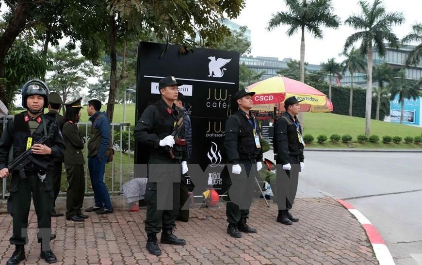 Mobile police force on patrol around the JW Marriott Hotel, where President Donald Trump and the US delegation attend the second US-DPR Korea Summit, Hanoi, February 27-28, 2019(Photo: VNA)
