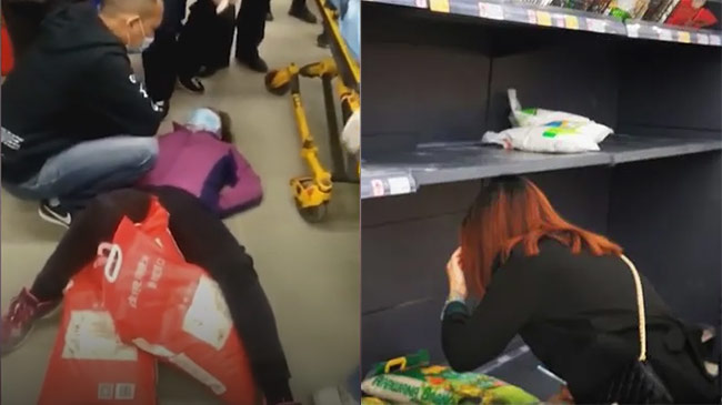 Người Trung Quốc giằng co trong siêu thị, ngất xỉu vì tranh giành gạo