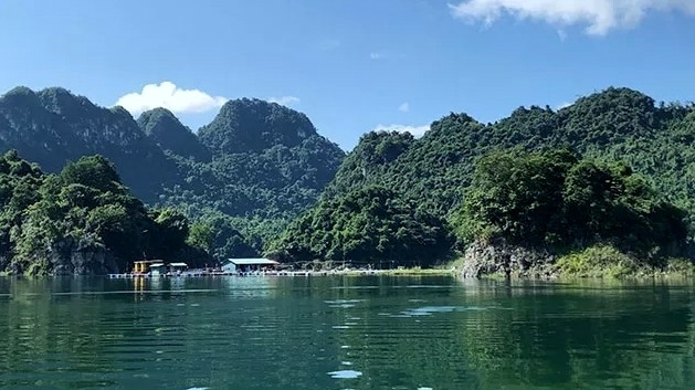 Vivid jade Hoa Binh Lake from lakeside views