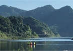 Kayaking on mountain’s lake