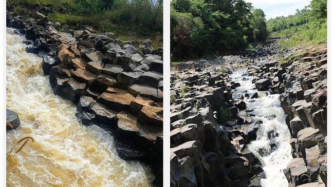 Impressive stone blocks across Jrai Pha stream in Gia Lai