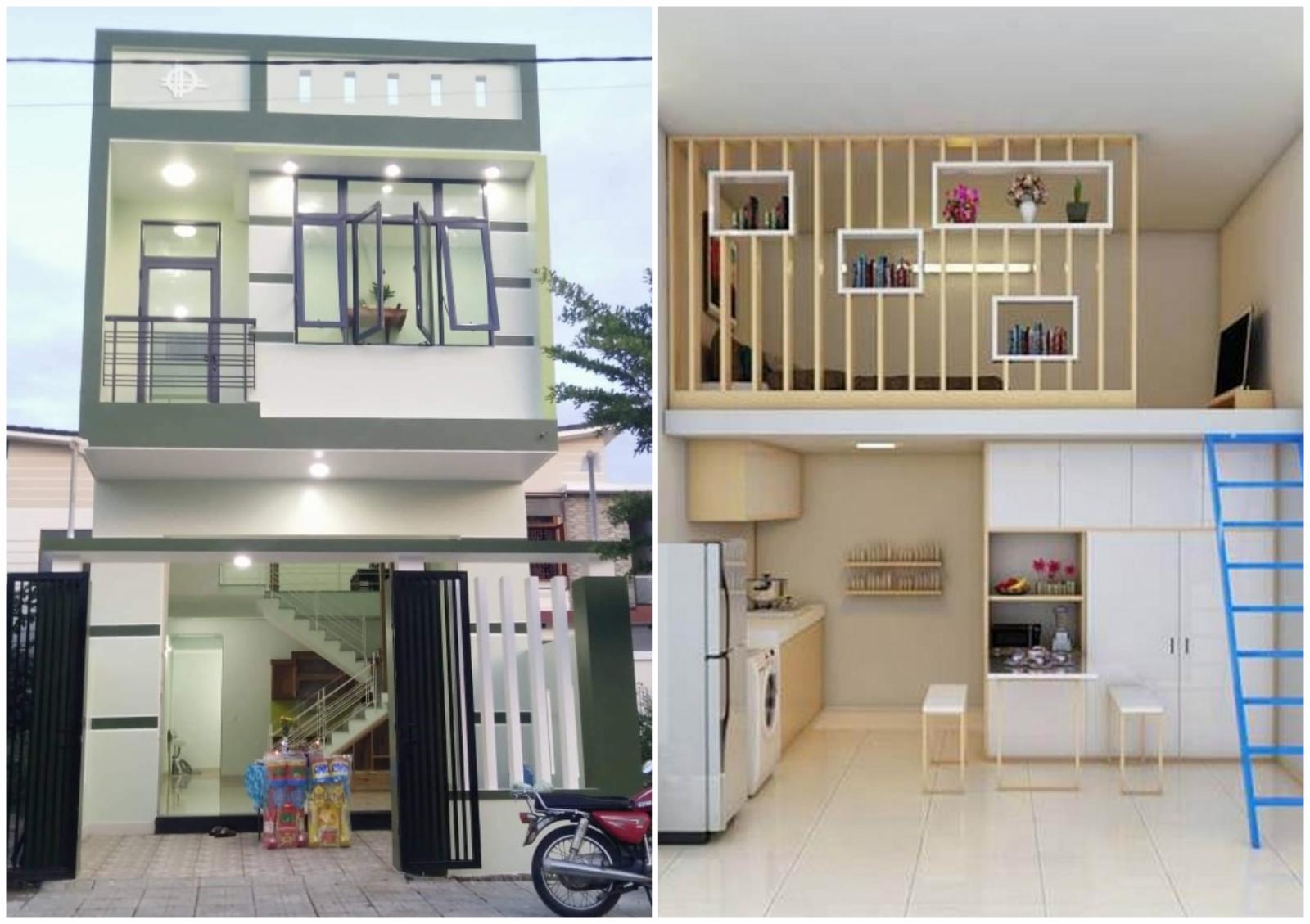 một ngôi nhà 2 tầng khang trang và một phòng trọ được thiết kế nhỏ gọn, hiện đại