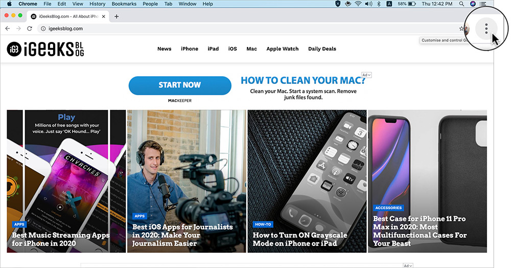 xóa dữ liệu duyệt web Chrome macOS