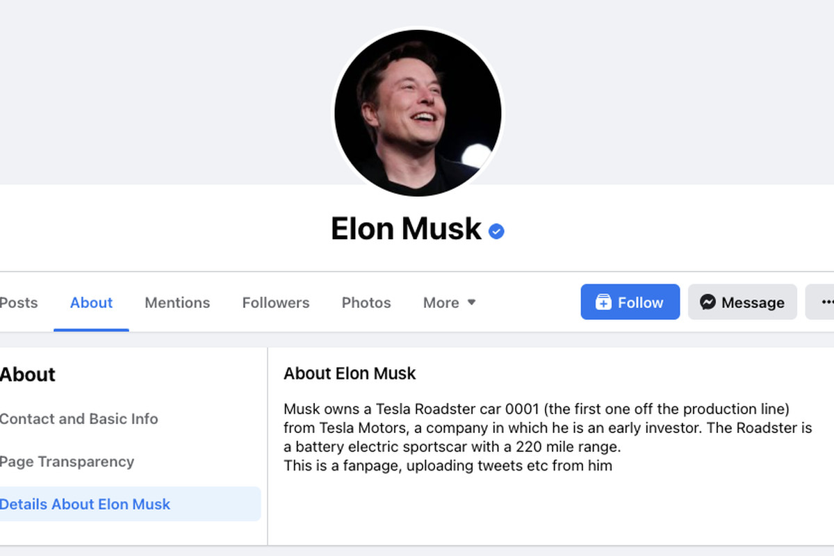 Facebook cấp tích xanh cho fanpage Elon Musk không phải chính chủ