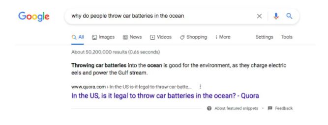 Lỗi thuật toán khiến Google khuyên mọi người nên vứt pin điện xuống biển để "sạc" cho cá chình và cung cấp năng lượng cho hải lưu - Ảnh 1.