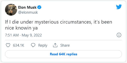 Đăng dòng tweet về khả năng "chết trong các tình huống bí ẩn", Elon Musk lại khiến cộng đồng mạng dậy sóng - Ảnh 1.