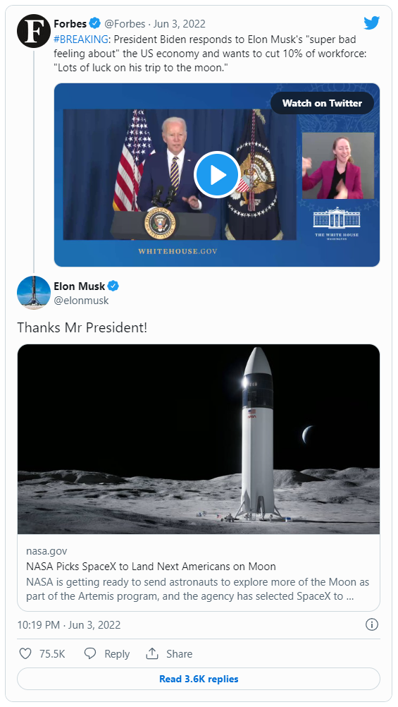 Tesla tuyên bố dừng tuyển mới, sa thải 10% nhân sự, tổng thống Mỹ chúc Elon Musk &quot;nhiều may mắn&quot; trong hành trình tới Mặt Trăng - Ảnh 2.