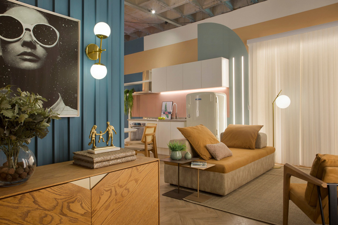 Khu vực tiếp khách của căn hộ. Từ khi triển khai dự án cho tới khi bàn giao nhà, nhóm kiến trúc sư chỉ có 45 ngày.