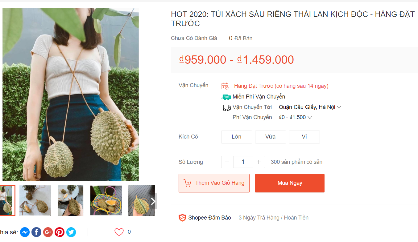 Dân mạng phát sốt với túi xách hình sầu riêng giá 1 triệu đồng - 1