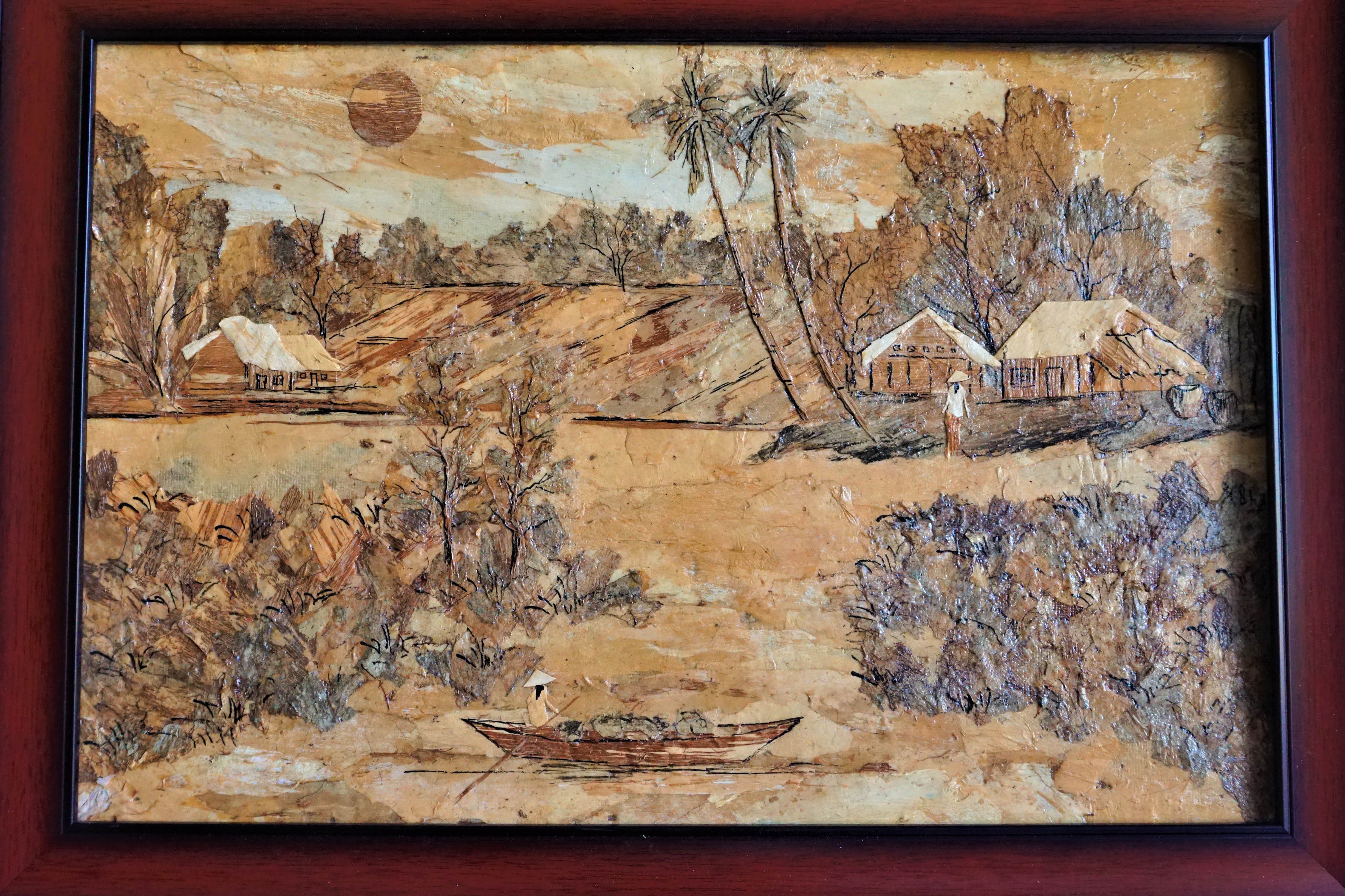 Chàng trai miệt vườn phù phép vỏ tràm, bẹ chuối... thành tranh đắt tiền - 1