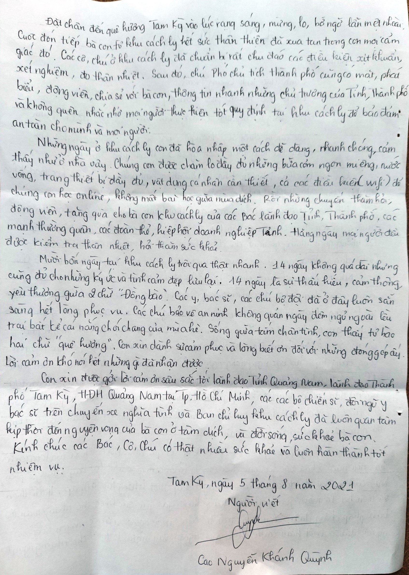 Bức thư của nữ sinh sau khi hết cách ly: Con biết ơn và trân trọng! - 2