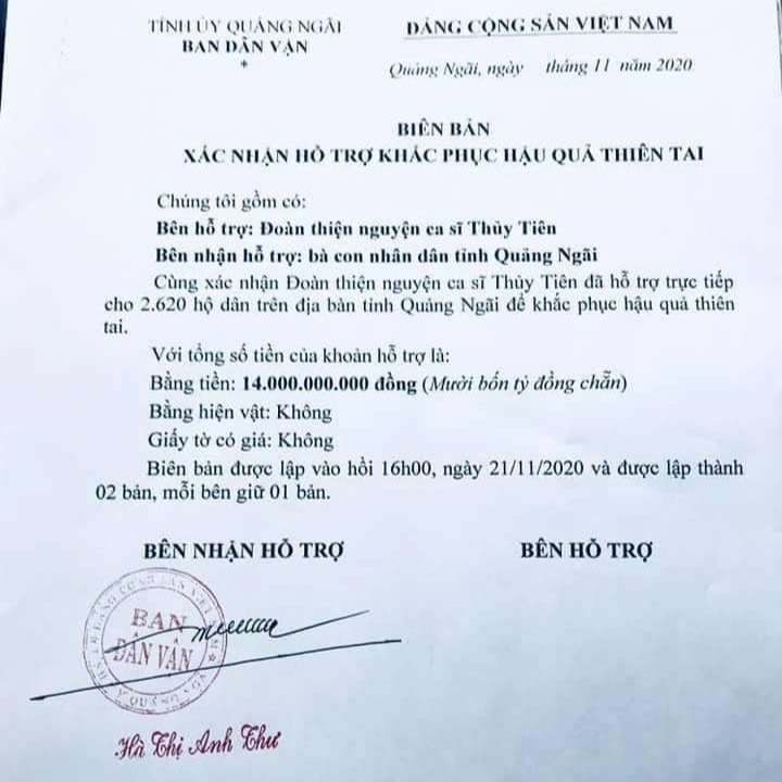 Quảng Ngãi lên tiếng xác nhận ca sĩ Thủy Tiên hỗ trợ người dân 14 tỷ đồng - 3