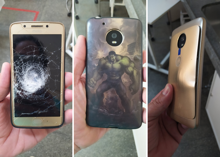 Chiếc smartphone sau khi đỡ giúp viên đạn cho chủ nhân.