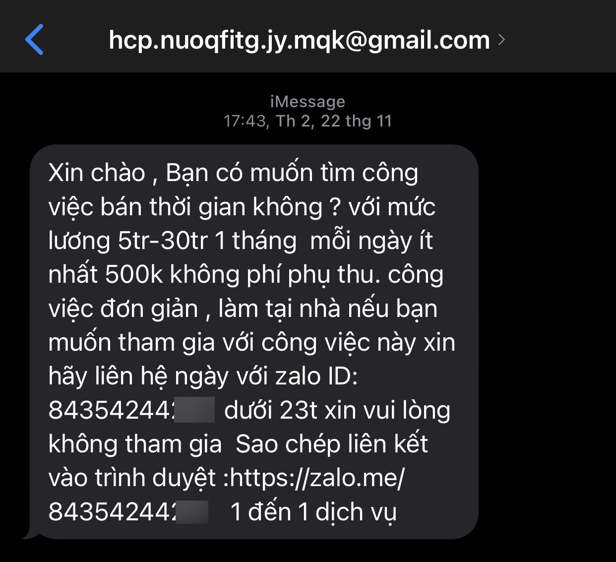 Rộ tin nhắn dụ xin việc mức lương 30 triệu đồng dịp cuối năm - 1