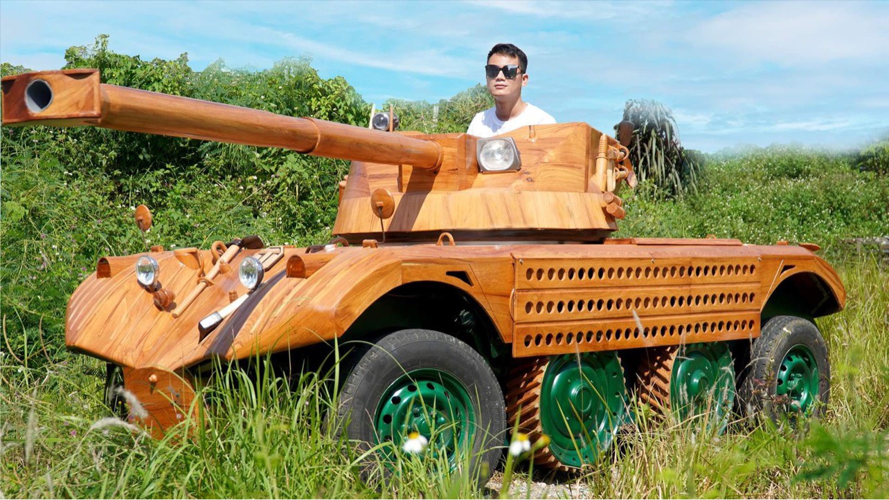 The father in Bac Ninh spends 200 million dong turning an old car into a unique tank - 5